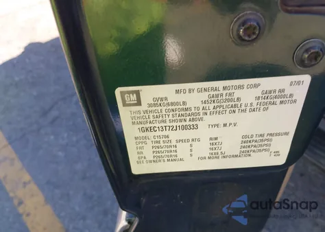 2002 GMC Yukon Slt from USA, damaged, VIN 1GKEC13T72J100333